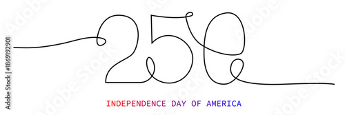 continuous line  “250” Number Design, 250th Independence Day 4rth of july