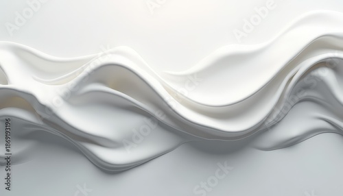 Abstract Fluid White Silk Fabric Wave Pattern with Soft Lighting and Subtle Textures Minimalist Elegant Background