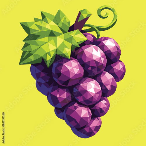 GRAPE with lowpoly art, eps 10 illustration