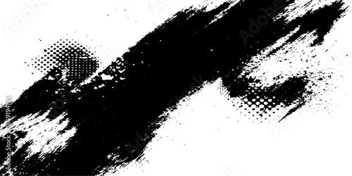 Grunge ink splatter vector illustration of a man playing silhouette featuring black paint drips and spray texture design