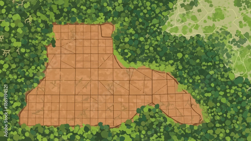 Territorial Design: Overhead shot showcases the structural design, seamlessly integrated within the natural vegetation, symbolizing harmony and respect for the environment.