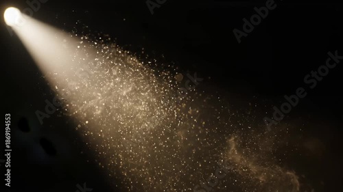 Spotlight Shining Down on Dust Particles.