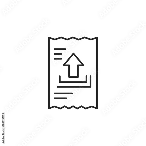 Close-up of a Paper Receipt with Upward Upload Icon for Business and Data Transfer