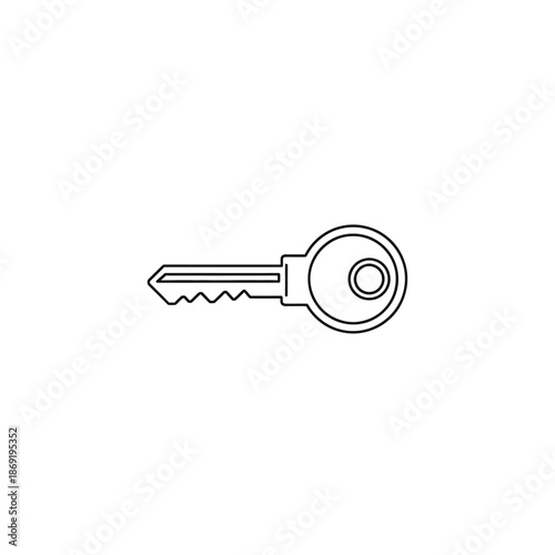 Close-Up of a Silver House Key with Keyring on Plain Background