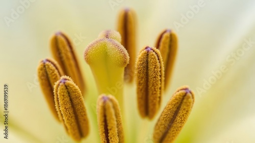 A close-up of a yellow lily with visible stamens and pistils.
