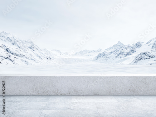 Wallpaper Mural Snow-covered mountains in a vast landscape with a flat surface in the foreground during the day Torontodigital.ca