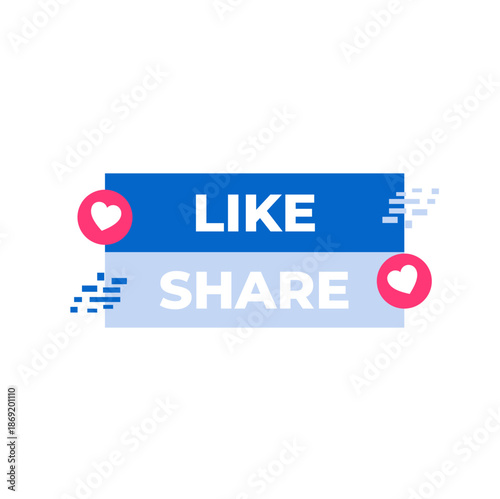 Like And Share Social Media Engagement Banner Flat Vector Illustration