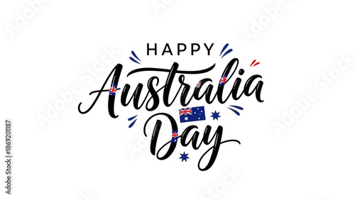 Happy Australia Day Greeting Card with Australian Flag Element and Text Art
