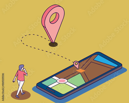 Flat vector illustration of a travel map and compass design icon for mobile web and business concept