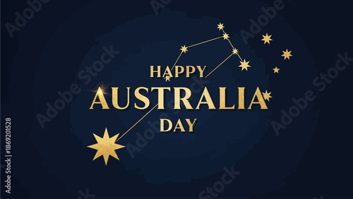 Gleaming golden stars and Southern Cross constellation illuminate a deep blue night, representing a festive tribute and joyous celebration from the southern lands