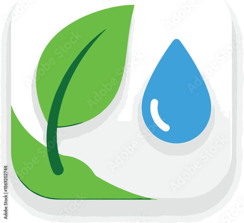 Green leaf and blue water drop icon  ecofriendly symbol