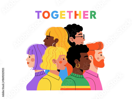 Diverse group of people standing together in unity and solidarity