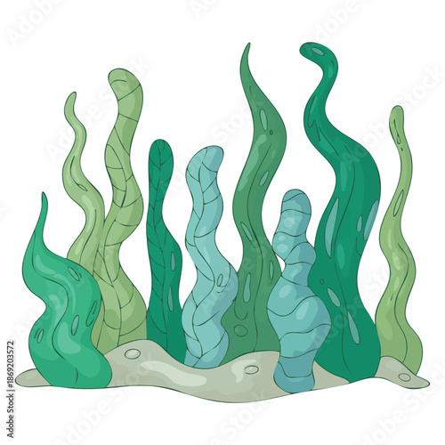 Vector illustration of under water plant on white background suitable for marine botanical themes aquatic nature visuals and creative plant design