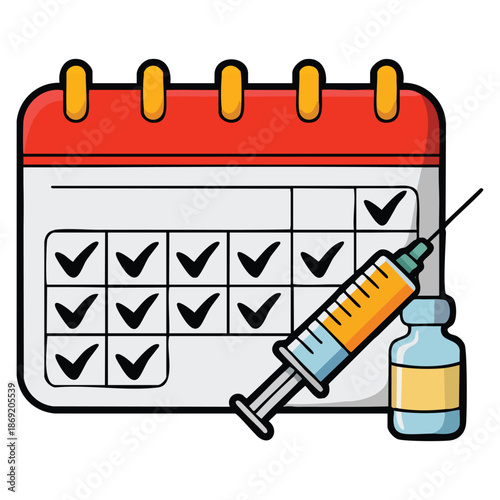 Vector illustration vaccination calendar color icon representing immunization schedule disease prevention medical timing health care planning and protective routine artwork