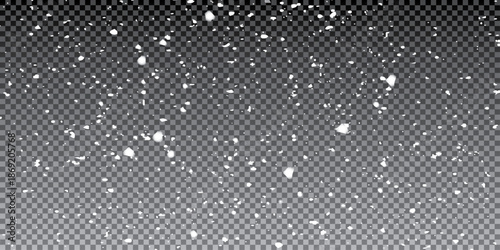 Snow flakes, snow and blizzard falling on snowdrifts. Snow landscape decoration, frozen hills isolated on png background. Vector heavy snowfall with snowbanks field.