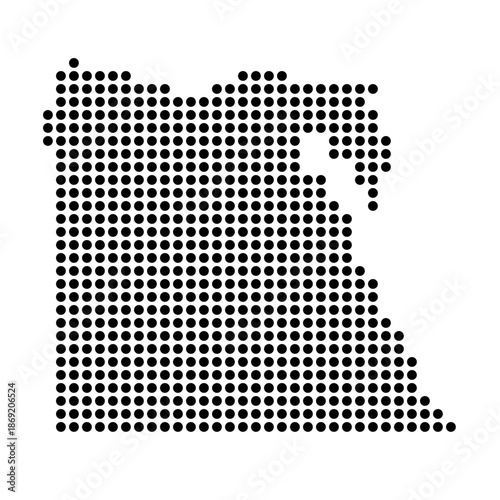 Egypt country dotted map. Black spot pixel illustration isolated on white background. Vector circle mosaic.