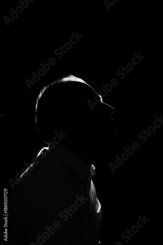 Wallpaper Mural Portrait of an Iranian man whose face is not visible with a black background Torontodigital.ca