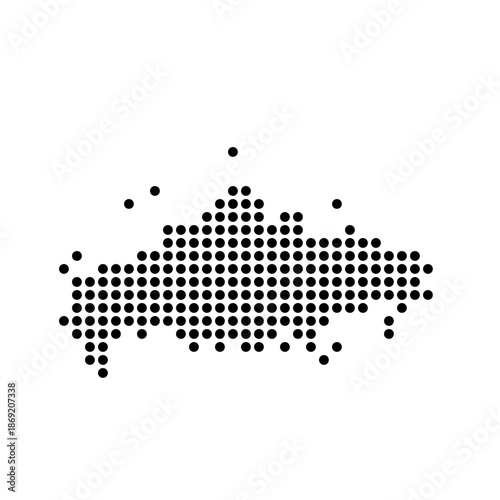 Russia country dotted map. Black spot pixel illustration isolated on white background. Vector circle mosaic.