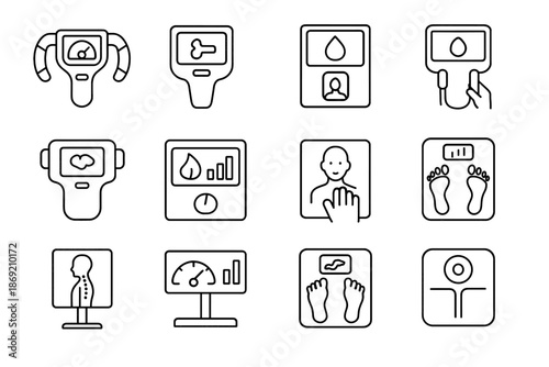 Monitor check icon age level percentage vector mass analysis rate reader body