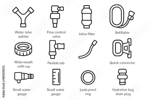 Icons shape inline icon small lock cap flow vector cycling tube hydration