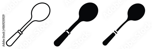 Spoon icons in black and white for design and branding projects,Spoon icon design collection. Vector sign and symbol for UI designs,Spoon icons graphics set