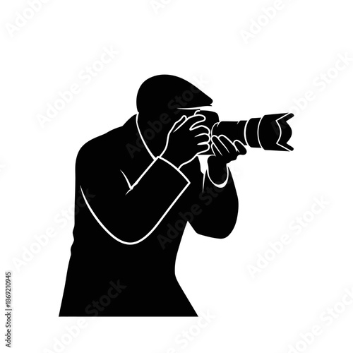Photographer Silhouette Capturing Image with DSLR Camera