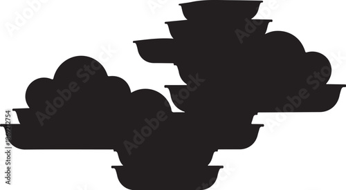 Black clouds silhouette on white background illustration