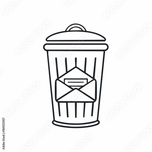 An illustration of an envelope in a trash can symbolizing discarded correspondence