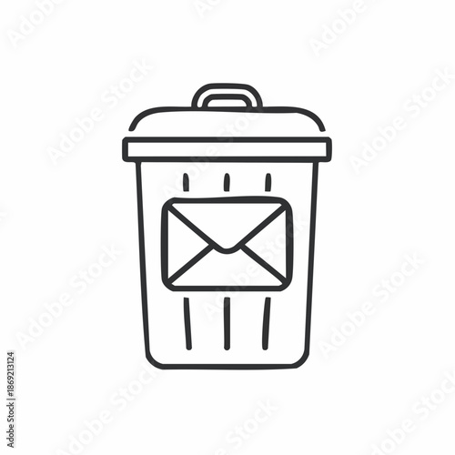 A letter being discarded into a trash can