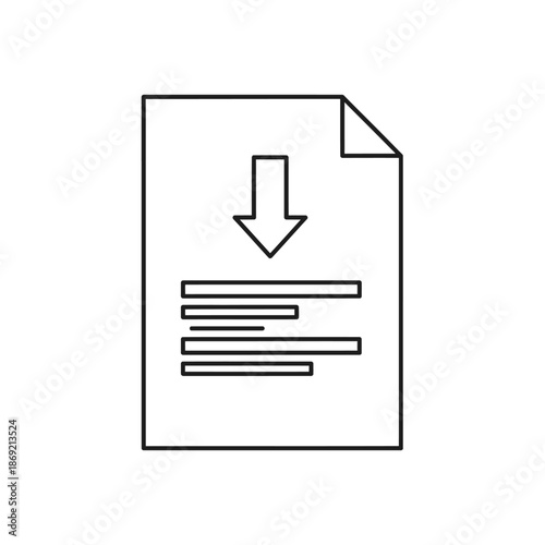 Close-up of Download Icon on White Document Background for Digital Files