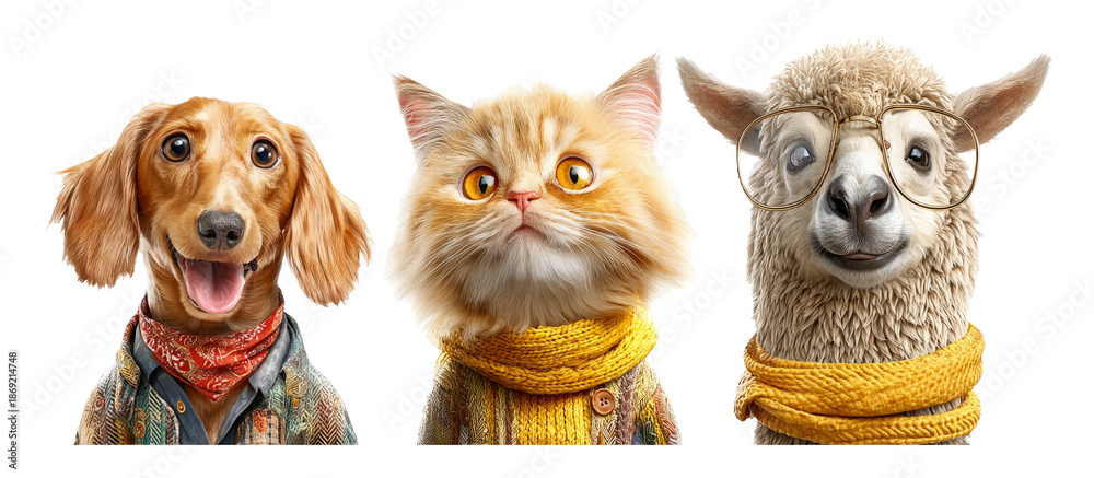 Fototapeta premium Vintage Retro Style Animal Fashion Theme in Clean Studio Setting