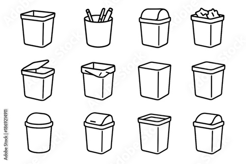Icon decorative container design bin base compact rim symbol desk vector paper