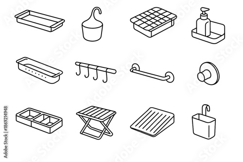 Hanging loop layout utensil icon vector organizer drying sink bridge draining rack