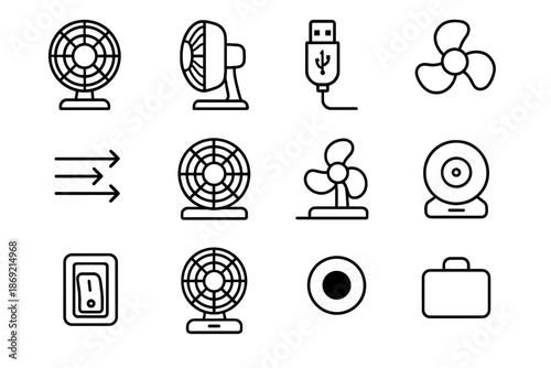 Arrows base desk ventilation vector icon usb light head airflow fan rotor