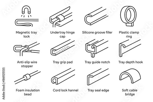 Notch filler vector depth modern plastic hook seal cord cable routing ring