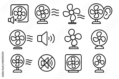 Out breeze gadget silent fan icon vector wave crossed desk