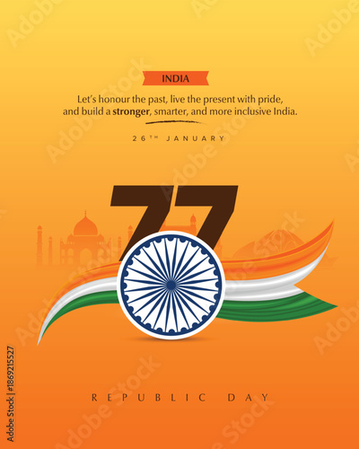26th January  77th Happy Republic Day Celebration Social Media Post , Web Banner , Print , Status , Story 