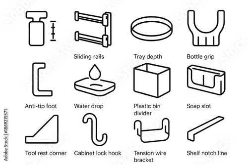 Notch sink basket icon corner bin adjustable depth line knob hook lock