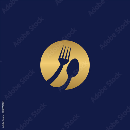 Elegant gold fork and spoon logo symbolizing culinary excellence and dining experiences