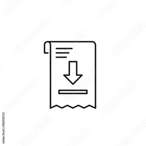 Close-up of Receipt with Download Arrow Icon for Digital Purchase Confirmation