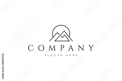 Abstract Mountain Logo with linear outline design style