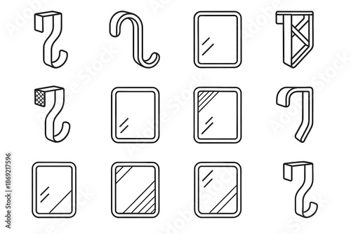 Crest highlight structural shading icon surface vector modern outline grid hanger underside