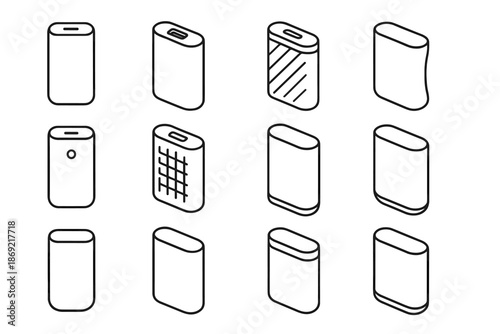 Outline cable icon structural slim zone port charger indicator pocket vector notch