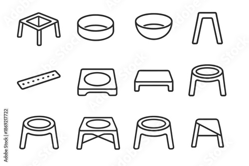 Icon contour cutout raised rib height bowl pet stable dots vector riser