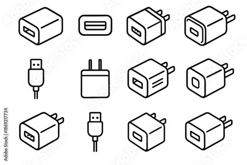 Panel smooth vector shell icon recessed rectangular detachable charger ridge icons usb