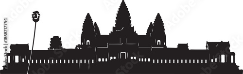 Angkor wat ancient temple silhouette famous landmark