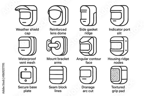 Icon reinforced grip outdoor arc pad slit vector icons waterproof housing sensor