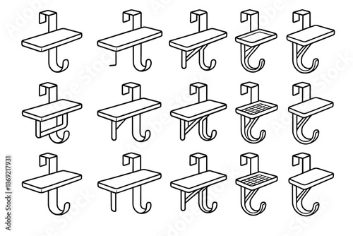 Inner hook line bar vector fold plate icon over stabilizer shading door