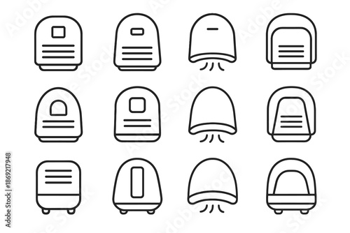 Vector icons dome light window icon outline slope pads sensor shading household