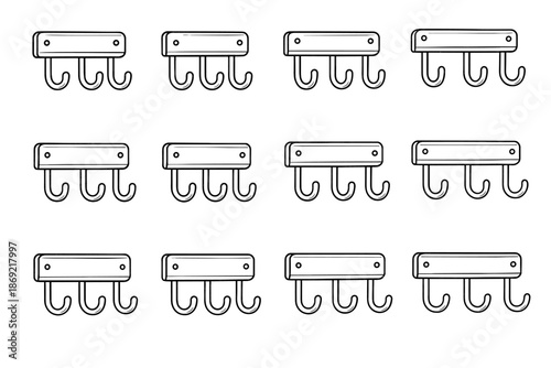 Edge vector boundary slope curve hook plate corner row icon wall